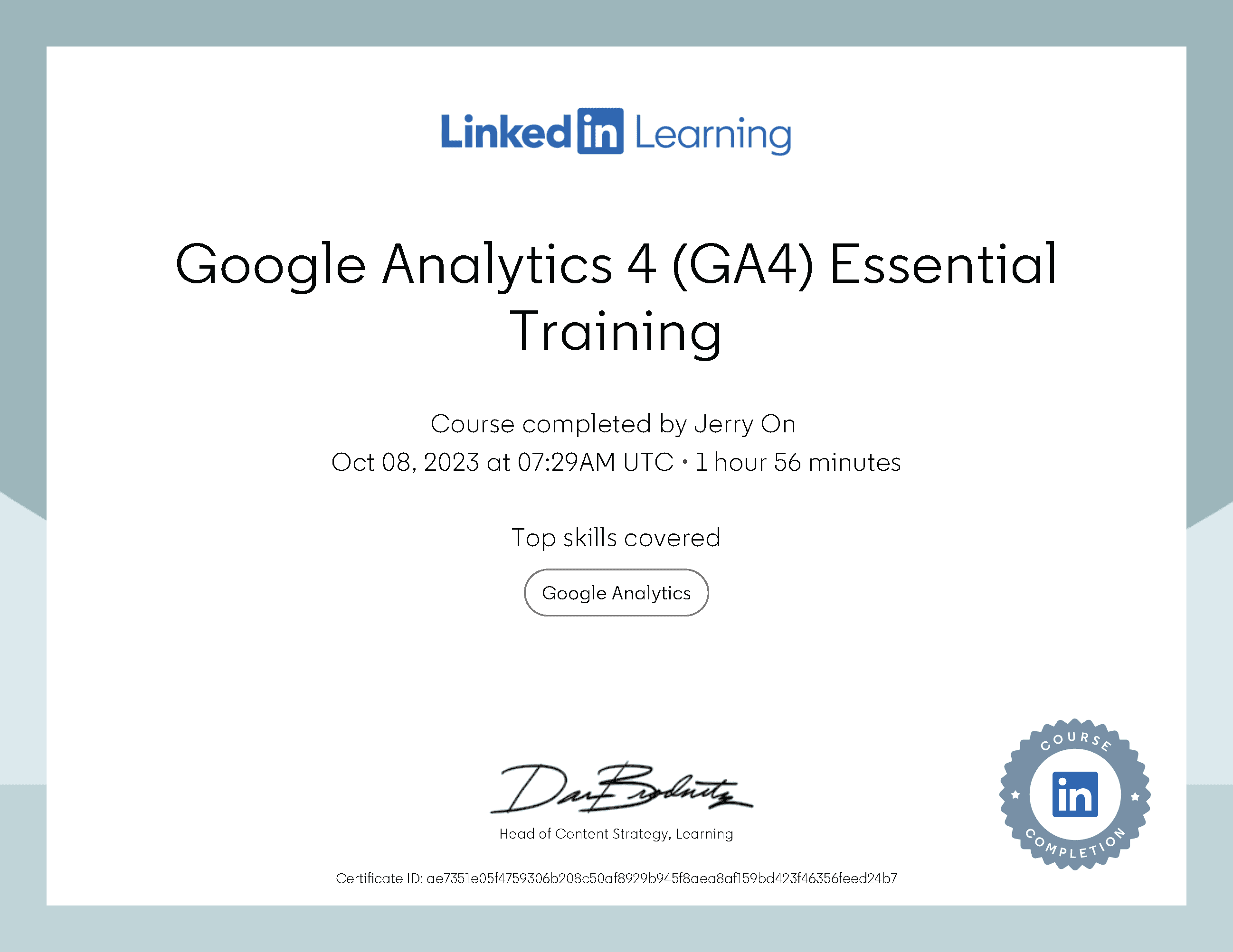 Google Analytics 4 Essential Training